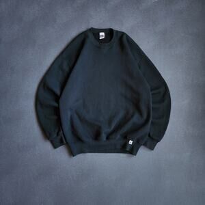 Vintage Russell Athletic Black Essential Blank Sweatshirt XLT